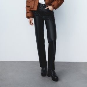 NWT- Zara full length faux the 90s leather pants